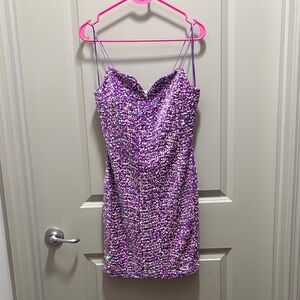 Glamorous Purple Sequin Mini Dress